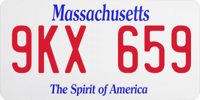 MA license plate 9KX659