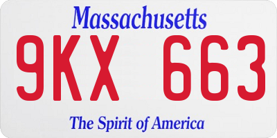 MA license plate 9KX663