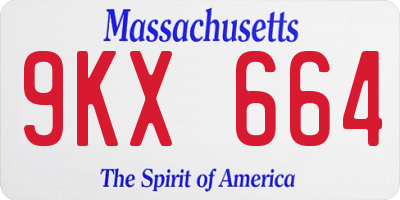 MA license plate 9KX664
