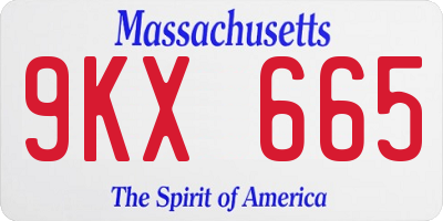 MA license plate 9KX665