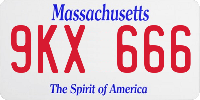 MA license plate 9KX666