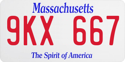MA license plate 9KX667