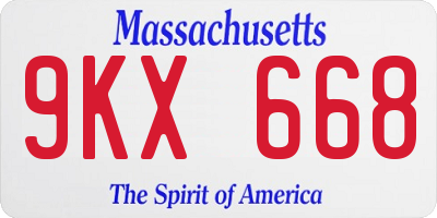 MA license plate 9KX668
