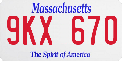 MA license plate 9KX670