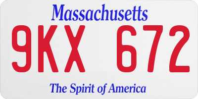 MA license plate 9KX672