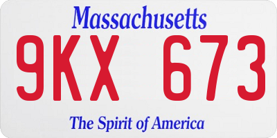 MA license plate 9KX673