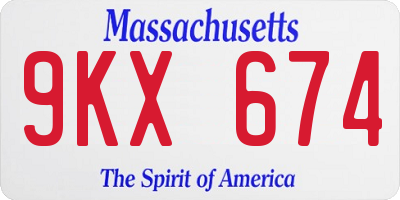MA license plate 9KX674