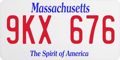 MA license plate 9KX676