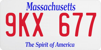 MA license plate 9KX677