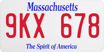 MA license plate 9KX678