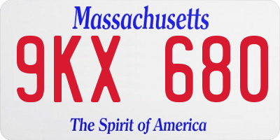 MA license plate 9KX680