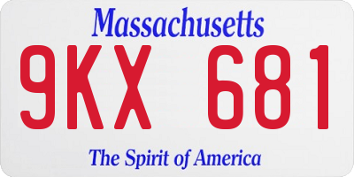 MA license plate 9KX681