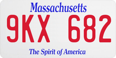 MA license plate 9KX682