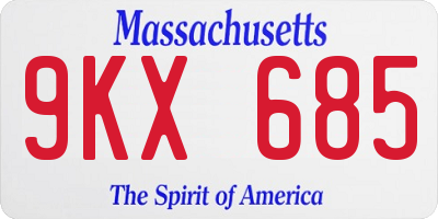 MA license plate 9KX685