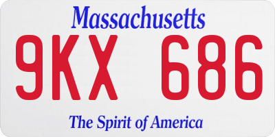 MA license plate 9KX686