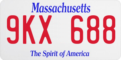 MA license plate 9KX688