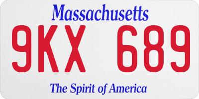 MA license plate 9KX689