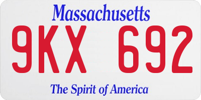 MA license plate 9KX692