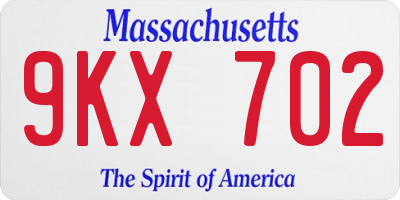 MA license plate 9KX702