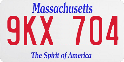 MA license plate 9KX704