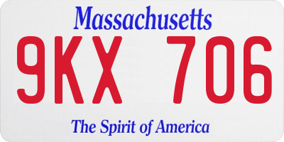MA license plate 9KX706