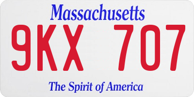 MA license plate 9KX707