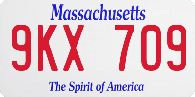 MA license plate 9KX709