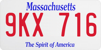 MA license plate 9KX716