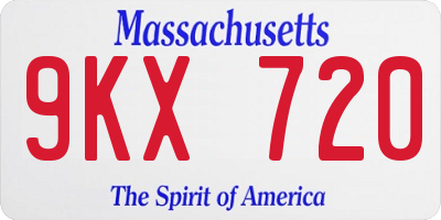 MA license plate 9KX720