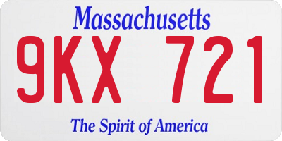 MA license plate 9KX721