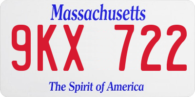 MA license plate 9KX722