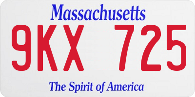 MA license plate 9KX725