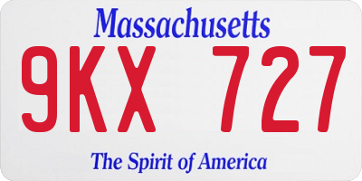 MA license plate 9KX727