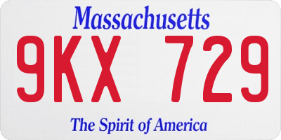 MA license plate 9KX729