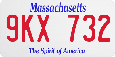 MA license plate 9KX732
