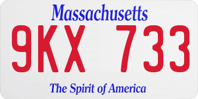 MA license plate 9KX733