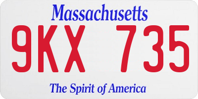 MA license plate 9KX735