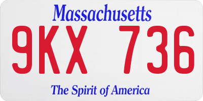 MA license plate 9KX736
