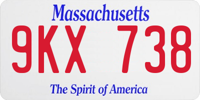 MA license plate 9KX738