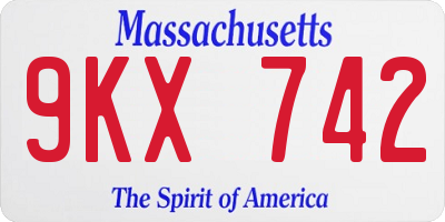 MA license plate 9KX742