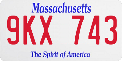 MA license plate 9KX743