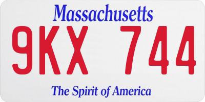 MA license plate 9KX744
