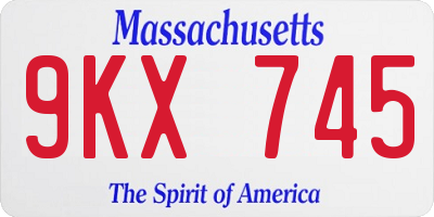 MA license plate 9KX745