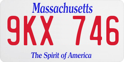 MA license plate 9KX746