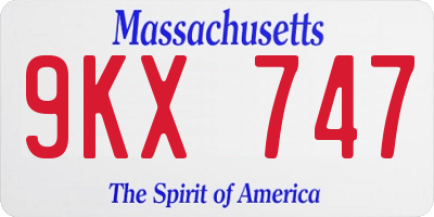 MA license plate 9KX747