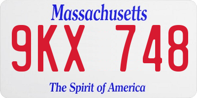 MA license plate 9KX748