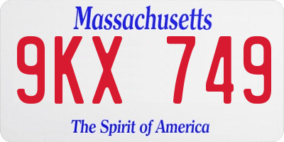 MA license plate 9KX749