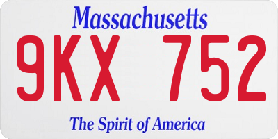 MA license plate 9KX752
