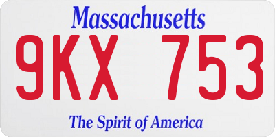 MA license plate 9KX753