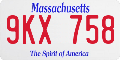 MA license plate 9KX758